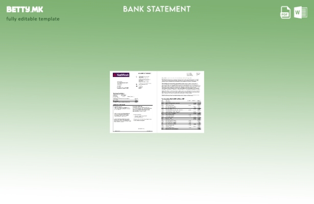 модерен стил Обединетото Кралство NatWest шаблон за ексел страници за извод на б